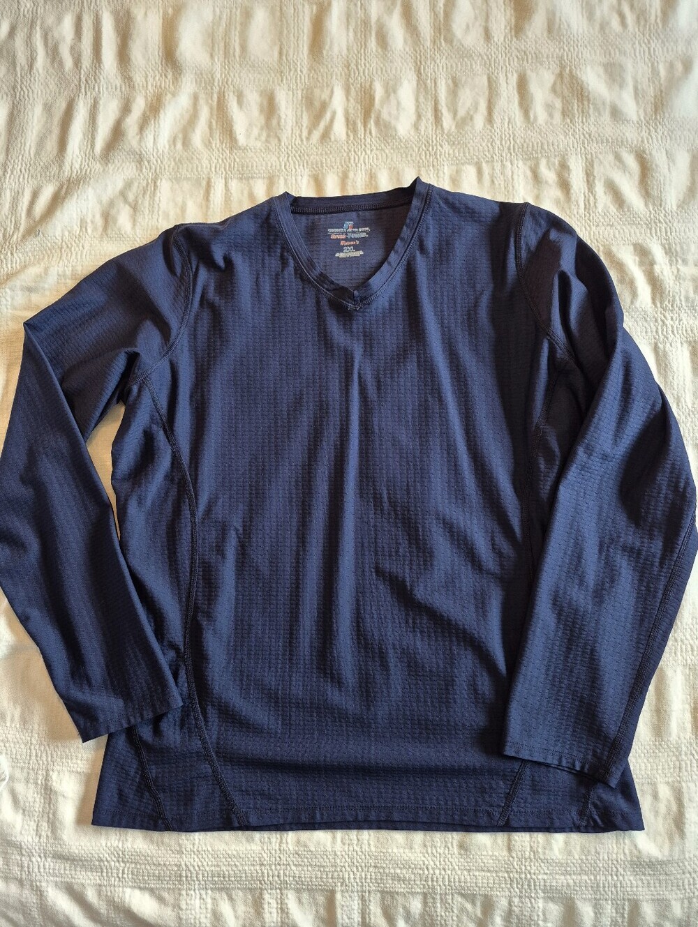 Russell women's 2XL Long sleeve blue textured shirt content removed VGUC